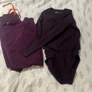 Purple Figs Small long sleeve onesie shirt and XS Talk joggers